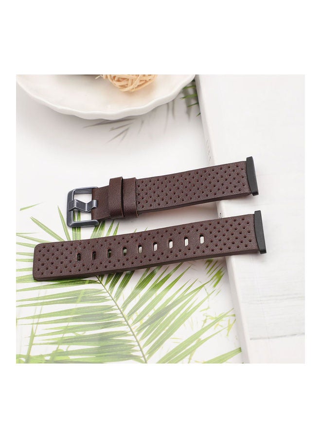 Leather Replacement Band for Fitbit Versa 3/Fitbit Sense Brown - Image 5