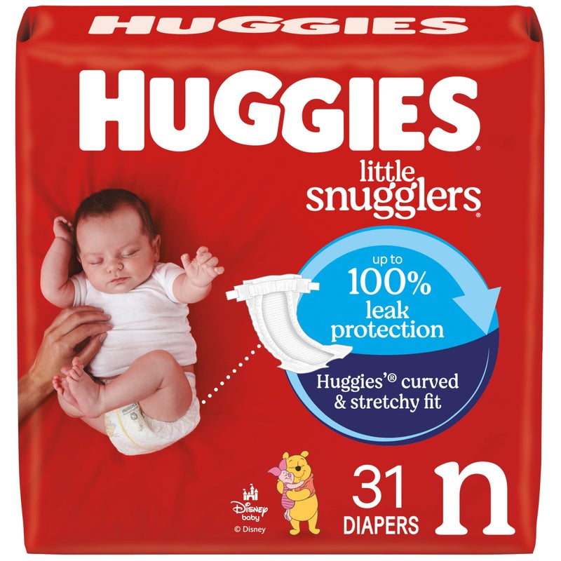 Huggies Size Newborn Diapers, Little Snugglers Baby Diapers, Size Newborn (up to 10 lbs), 31 Count, Packaging May Vary - Image 1