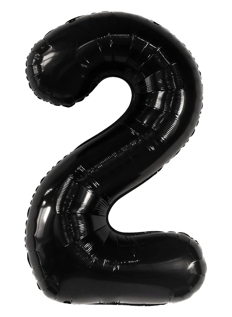 KATCHON Black Number 2 Balloon for 2nd Birthday or Anniversary Decorations  - Image 1