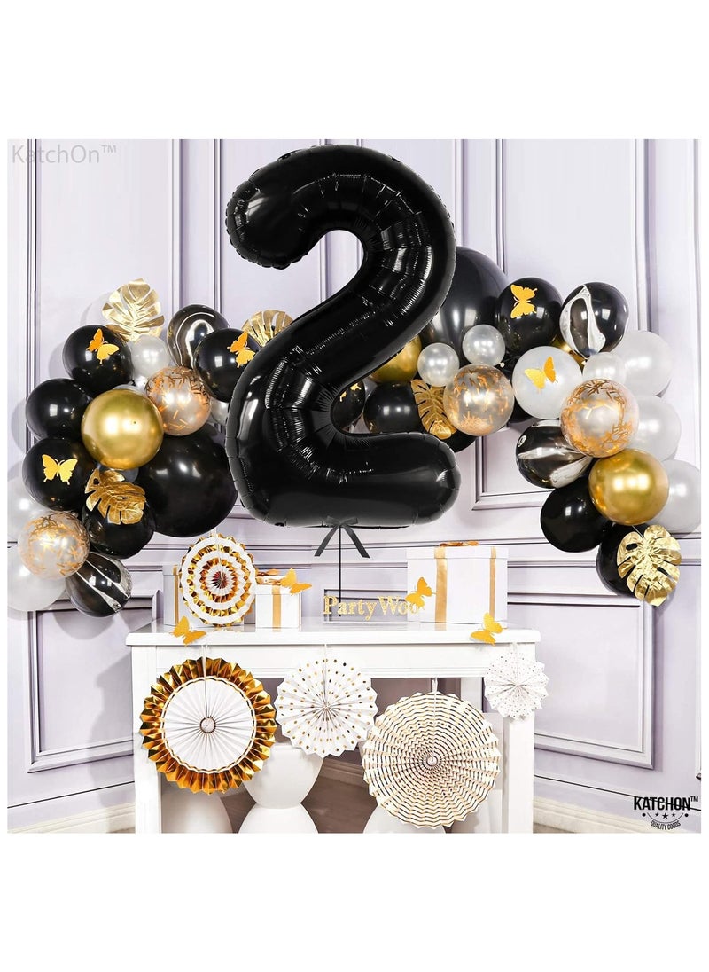 KATCHON Black Number 2 Balloon for 2nd Birthday or Anniversary Decorations  - Image 3