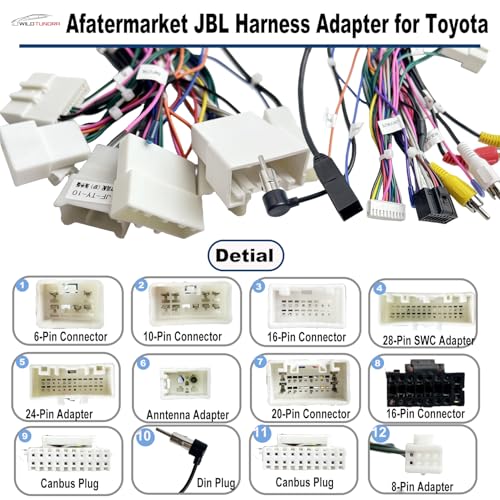 WildTundra JBL Radio Harness Adapter for Toyota with SWC Reverse Cable, 16Pin Android Car Stereo Wiring Harness with Antenna Adapter for 4Runner Camry Corolla Prius RAV4 Tacoma - Image 2