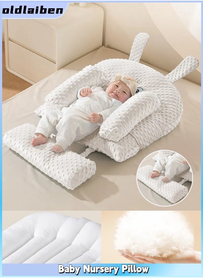 oldlaiben Baby Nursing Pillow, Breast Feeding Pillows for Mom, Baby Backflow Prevention Pad, Body Positioner with Premium Material, Soft Cover with Breathable Filling, Feeding Support Pillow for 0-12 Months, Infant Sitting Support to Babies Boys and Girls（White)  - Image 1