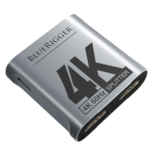 BlueRigger HDMI Splitter 1 in 2 Out 4K HDMI 2 Port Splitter with Auto, Copy, and Fixed Mode for Dual Identical Display Support 4K 60Hz 3D, Compatible with Xbox, PS4 Pro, PS5 etc - Image 1