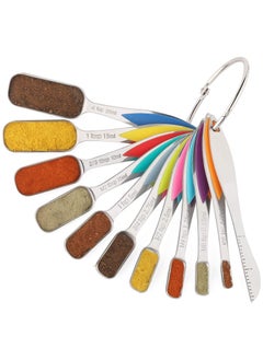 Measuring Spoons Set, Cooking Baking Tablespoon, Stainless Steel Long Handle Stackable Measuring Spoons for Measuring Dry and Liquid Ingredient, Fits in Spice Jar, 11 Pcs