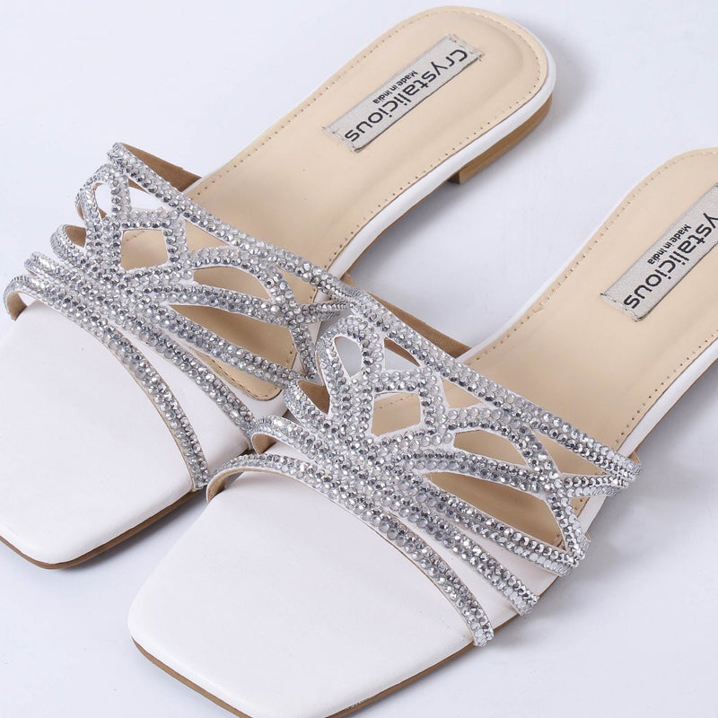 Crystalicious Hemal Handcrafted by Artisans Rhinestone Women Flats Cruelty-Free Comfort Sparkle & Modern Elegance - Image 2