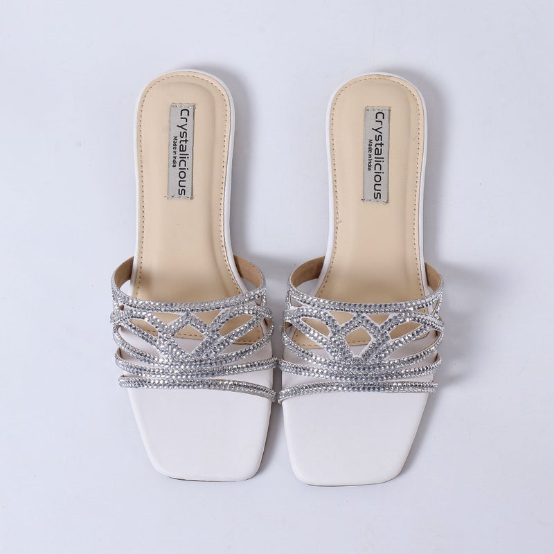Crystalicious Hemal Handcrafted by Artisans Rhinestone Women Flats Cruelty-Free Comfort Sparkle & Modern Elegance - Image 1