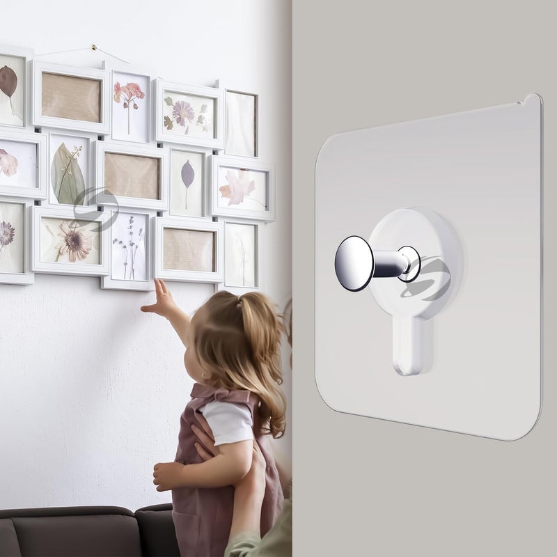 SUNVIBE ® 6 Pieces Self Adhesive Heavy Duty Nail Photo Wall Hook No Drilling Installation for Use Inside Home & Kitchen - Image 1