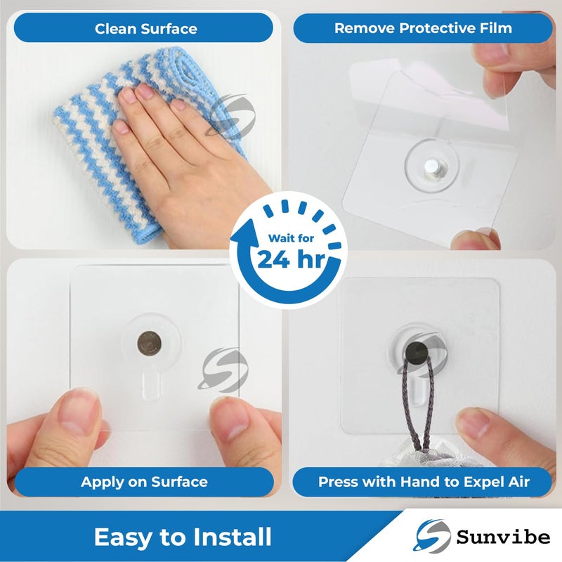 SUNVIBE ® 6 Pieces Self Adhesive Heavy Duty Nail Photo Wall Hook No Drilling Installation for Use Inside Home & Kitchen - Image 4