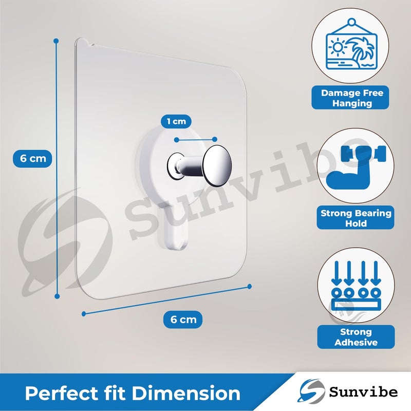 SUNVIBE ® 6 Pieces Self Adhesive Heavy Duty Nail Photo Wall Hook No Drilling Installation for Use Inside Home & Kitchen - Image 2