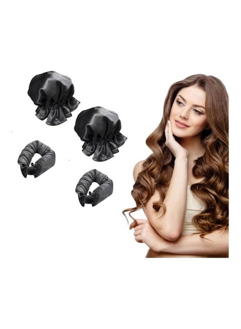 This elegant set consists of a curling rod and a satin sleep scrunchie, all made of high-quality silk satin fabric and a black elastic.