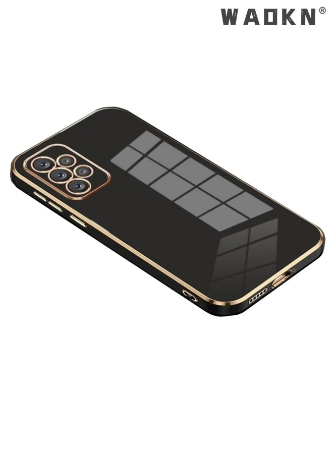 WAOKN Mobile Phone Case for Samsung Galaxy A73 5G Electroplated Protective Case Cover Protective Shell Plating Soft Cover Anti-Scratch Anti -Collision Cover (Gold-Black) - Image 1