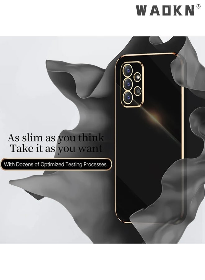 WAOKN Mobile Phone Case for Samsung Galaxy A73 5G Electroplated Protective Case Cover Protective Shell Plating Soft Cover Anti-Scratch Anti -Collision Cover (Gold-Black) - Image 3