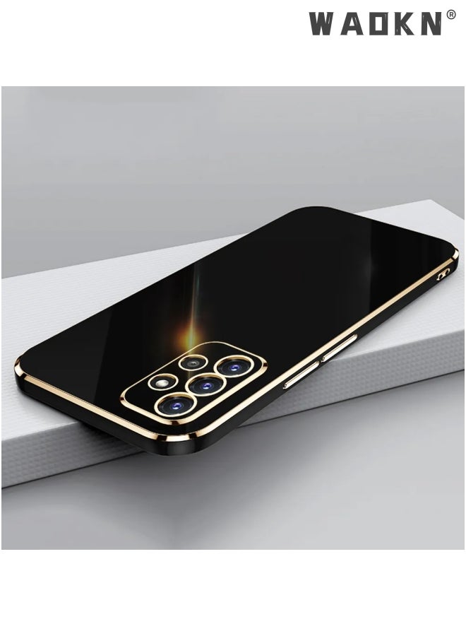 WAOKN Mobile Phone Case for Samsung Galaxy A73 5G Electroplated Protective Case Cover Protective Shell Plating Soft Cover Anti-Scratch Anti -Collision Cover (Gold-Black) - Image 5