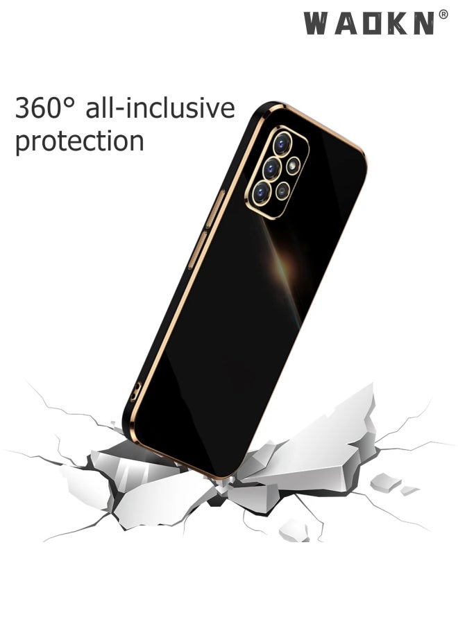 WAOKN Mobile Phone Case for Samsung Galaxy A73 5G Electroplated Protective Case Cover Protective Shell Plating Soft Cover Anti-Scratch Anti -Collision Cover (Gold-Black) - Image 4