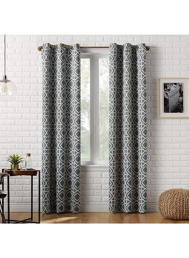 The Bros Barnett Trellis Blackout Grommet Curtain Panel, 40" X 63", Gray - Image 1