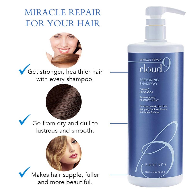 Brocato Cloud 9 Restoring Shampoo, 32 Fl Oz | Miracle Repair, Moisturizing, Hydrate, & Revitalizing Shampoo | For Weak, Dull, Dry, & Damaged Hair | Restore Resilience, Health & Shine - Image 4