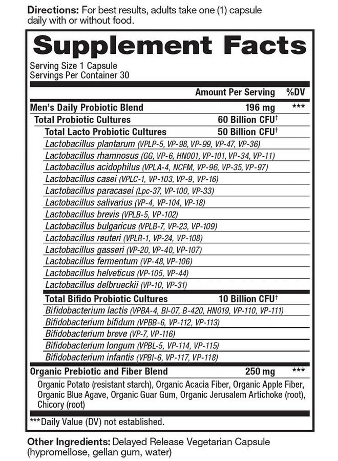 Vital Planet Vital Pro Naturals Men Daily Probiotic + Prebiotics 30 Capsules - Image 3