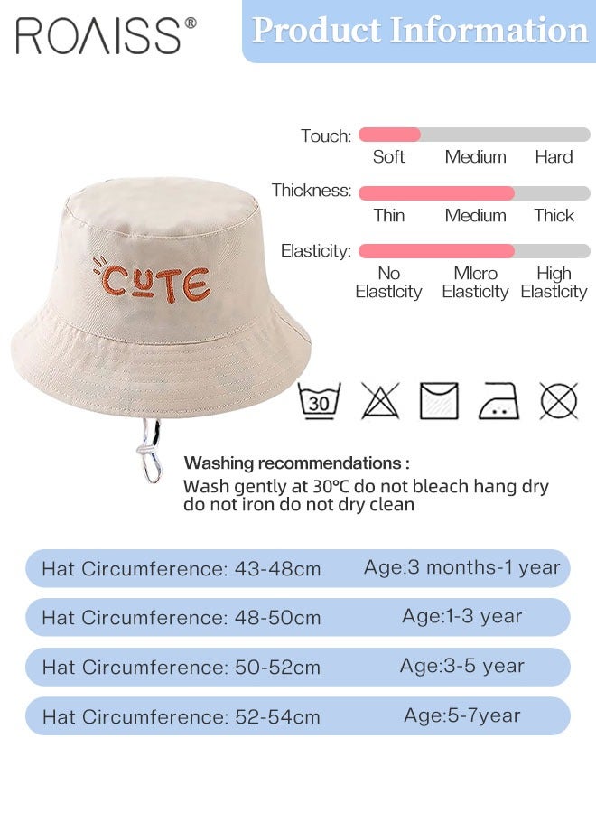 roaiss Children's Wide Brim Bucket Hat, Letter Embroidered Double Sided Kids Sun Cap , Summer Outdoor Children Sun Hat  for Boys Girls  - Image 3