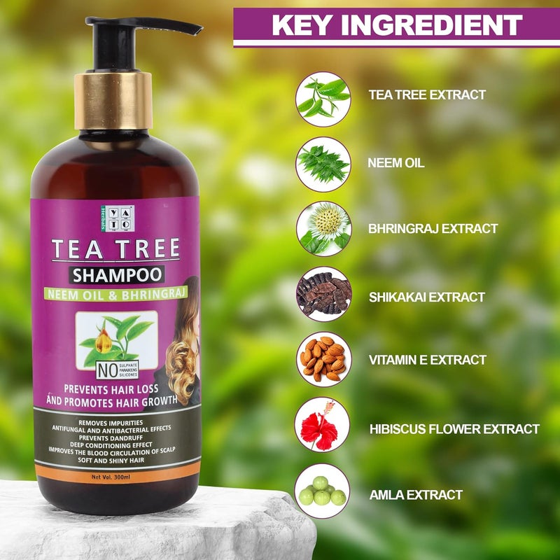 YATO you are the one YATO Herbals Tea Tree Anti Dandruff Shampoo 300 ML Infused With Neem Oil And Bhringraj For Men Boys Girls Women  - Image 5