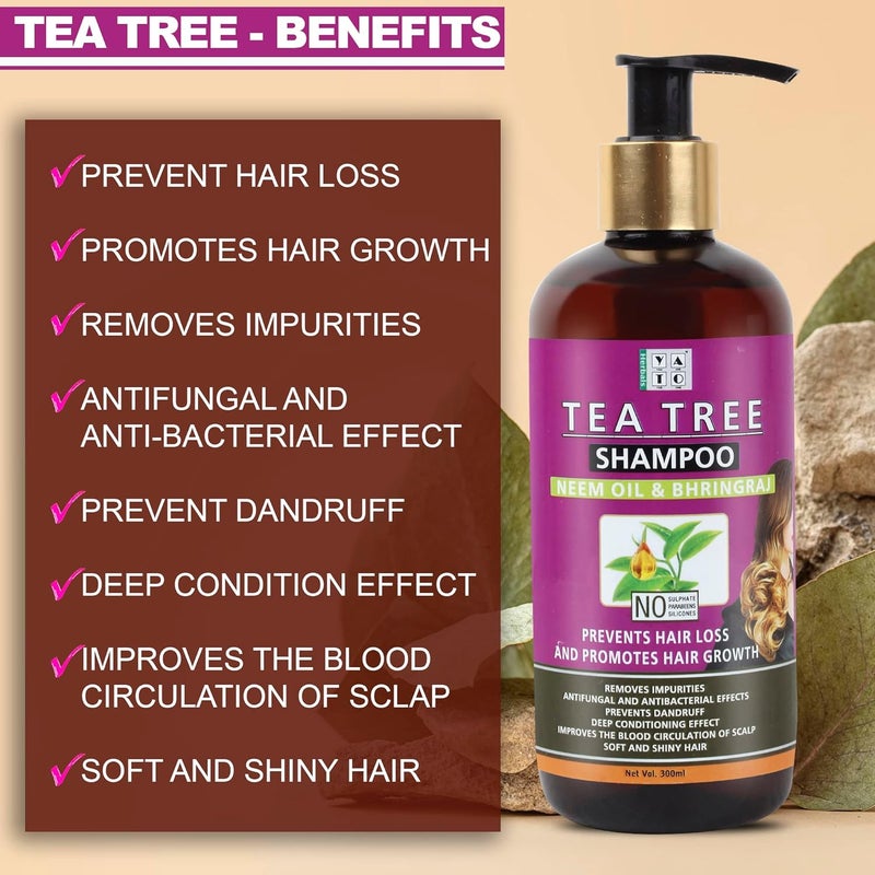 YATO you are the one YATO Herbals Tea Tree Anti Dandruff Shampoo 300 ML Infused With Neem Oil And Bhringraj For Men Boys Girls Women  - Image 3