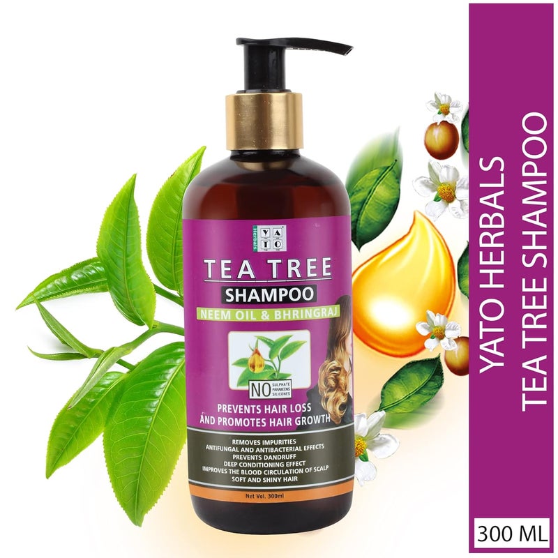YATO you are the one YATO Herbals Tea Tree Anti Dandruff Shampoo 300 ML Infused With Neem Oil And Bhringraj For Men Boys Girls Women  - Image 2