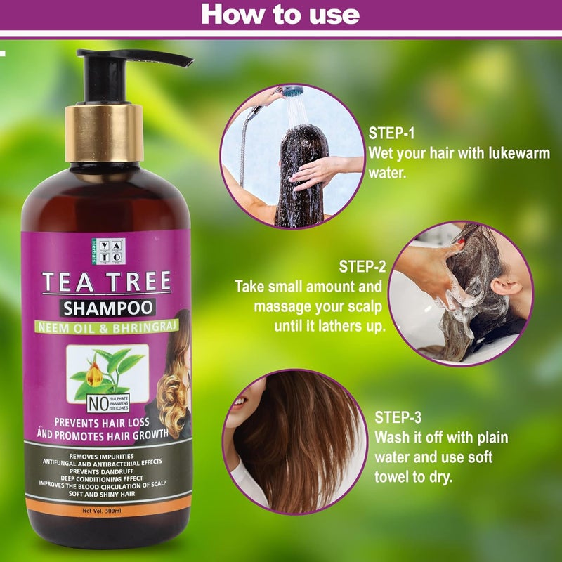 YATO you are the one YATO Herbals Tea Tree Anti Dandruff Shampoo 300 ML Infused With Neem Oil And Bhringraj For Men Boys Girls Women  - Image 4