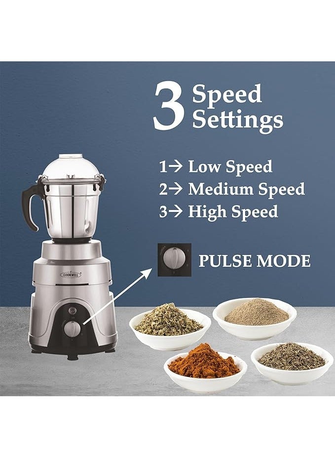 COOKWELL Acrylonitrile Butadiene Styrene Commercial Mixer Grinder 1200 W For Cafe, Restaurants, Hotels, Canteens (5 Jar), Silver - Image 3