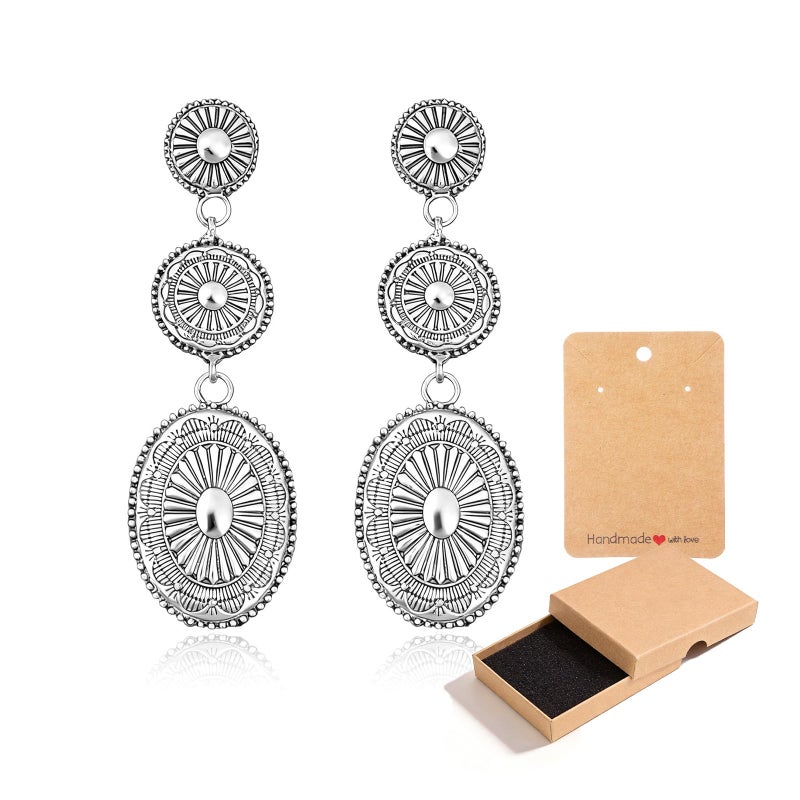 Novearring Western Earrings Outfit for Women Western Jewelry Dress Wear Shirts Vintage Silver Concho Earrings Country Concert Outfits for Women - Image 1