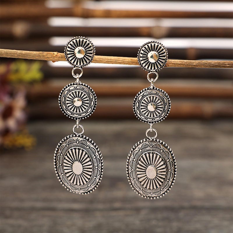 Novearring Western Earrings Outfit for Women Western Jewelry Dress Wear Shirts Vintage Silver Concho Earrings Country Concert Outfits for Women - Image 3