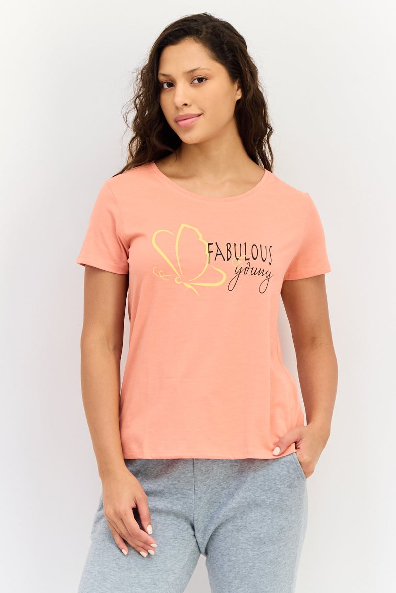 zivame Rosaline x Zivame Women 2 Pieces Crew Neck Allover Print Short Sleeve Sleepwear Top, Multicolor - Image 1