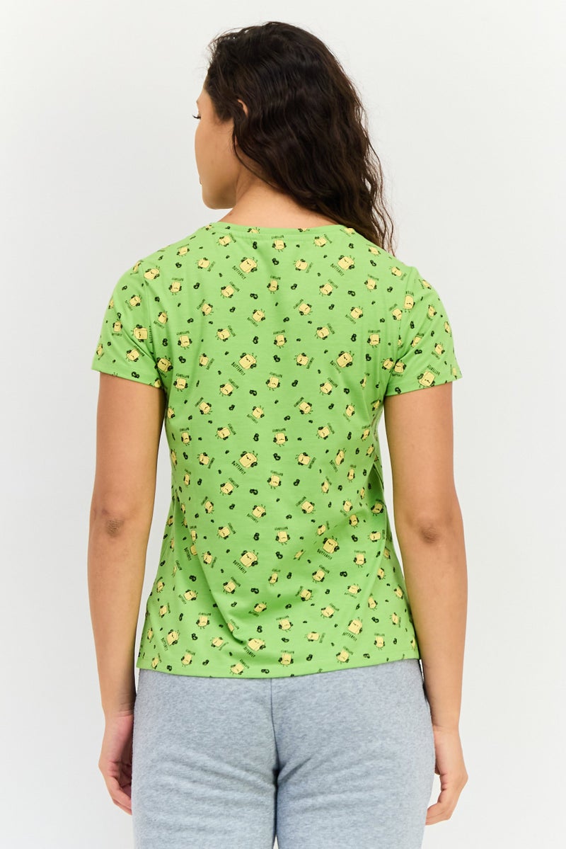 zivame Rosaline x Zivame Women 2 Pieces Crew Neck Allover Print Short Sleeve Sleepwear Top, Multicolor - Image 5