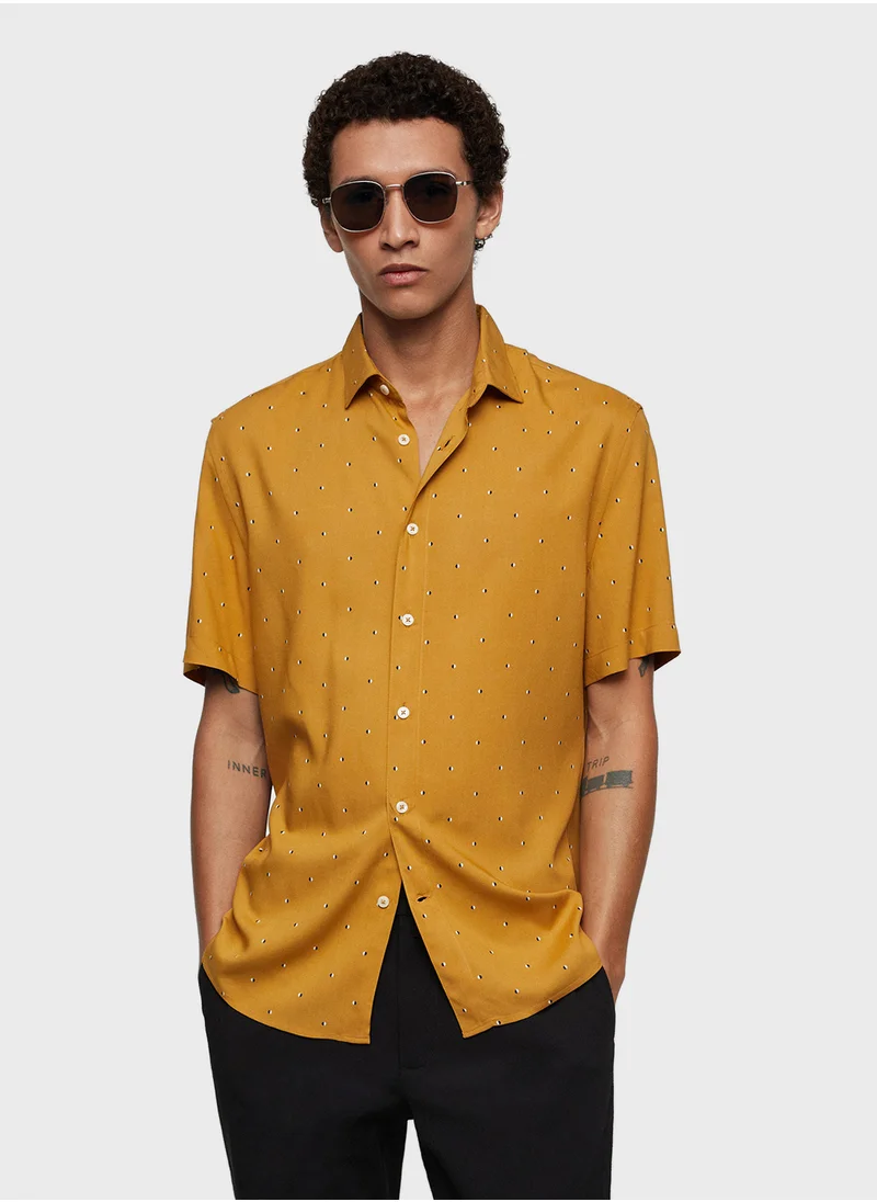 Mango Man Casual Printed Regular Fit Shirt