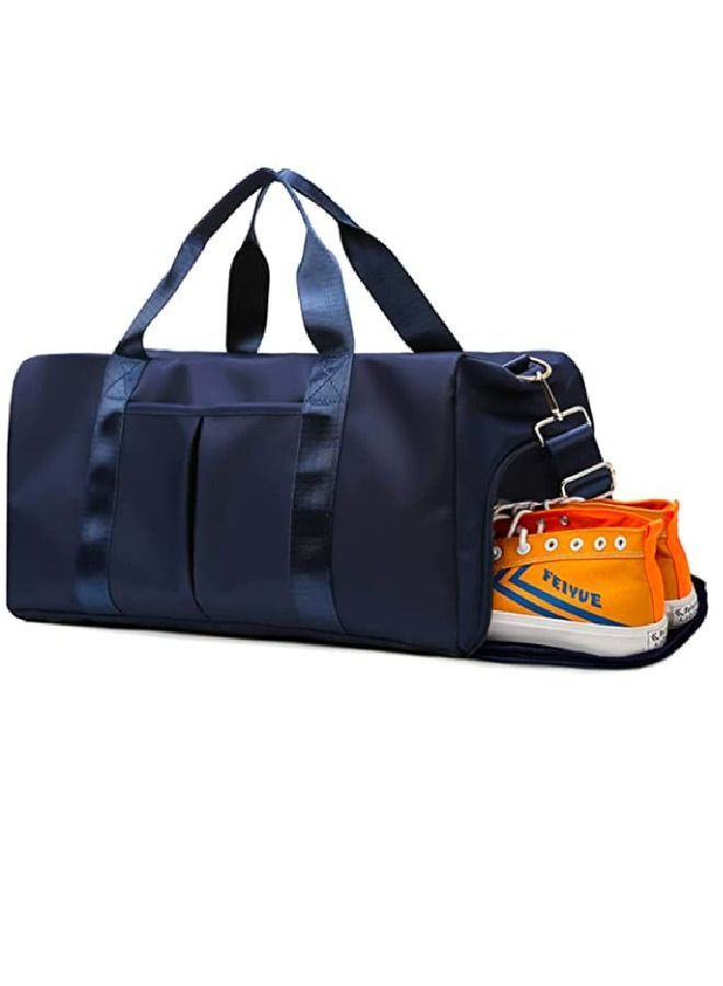 Sports Duffel Multi Pocket with Wet and Dry Separation, Special Flap for Shoes, Large Capacity Gym Bag Men Women (Navy) - Image 1