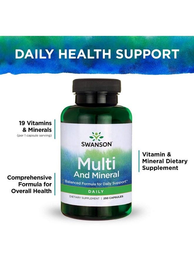 SWANSON - Multi And Mineral Daily Men'S Women'S Multivitamin Multimineral Health Supplement 250 Capsules (Caps) - Image 1