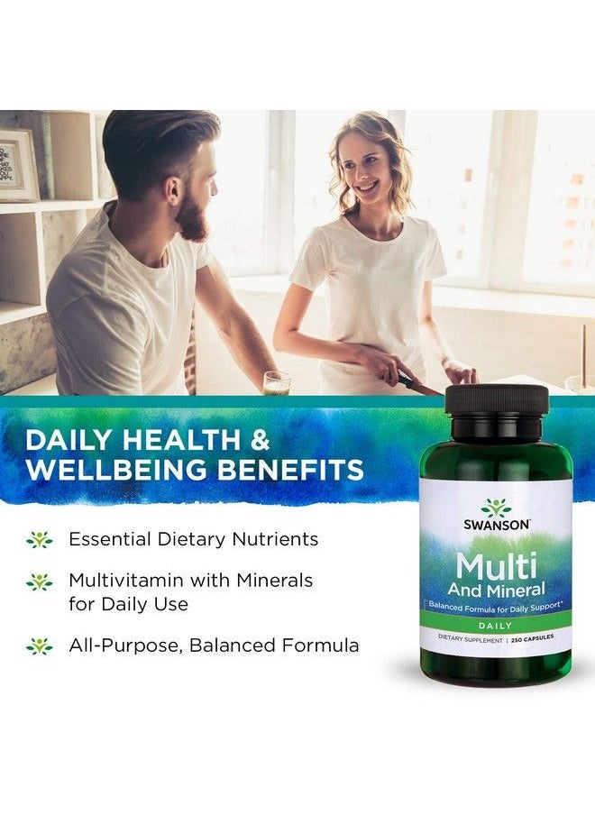 SWANSON - Multi And Mineral Daily Men'S Women'S Multivitamin Multimineral Health Supplement 250 Capsules (Caps) - Image 1