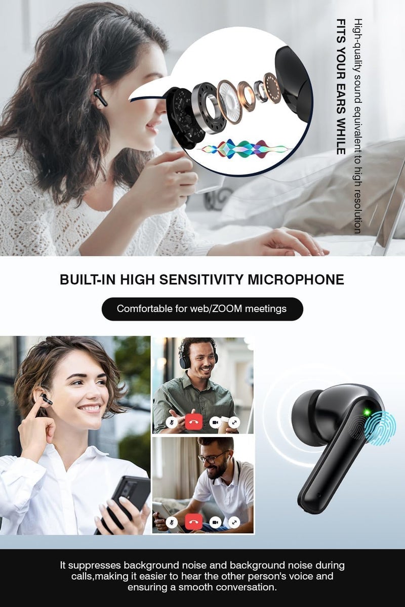 TAGRY Wireless Earbuds, Bluetooth 5.3 Headphones with HiFi Stereo Sound, 48H Playtime with LED Power Display Charging Case, IP6 Waterproof in Ear Earphone with Mic for Sport - Image 5
