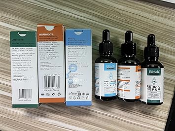 ELBBUB سيروم مضاد للشيخوخة 3 عبوات مع فيتامين C و ريتينول و حمض الهيالورونيك لتعزيز الكولاجين في البشرة وترطيبها وملء البشرة ومكافحة الشيخوخة والتجاعيد سيروم الوجه - Image 2