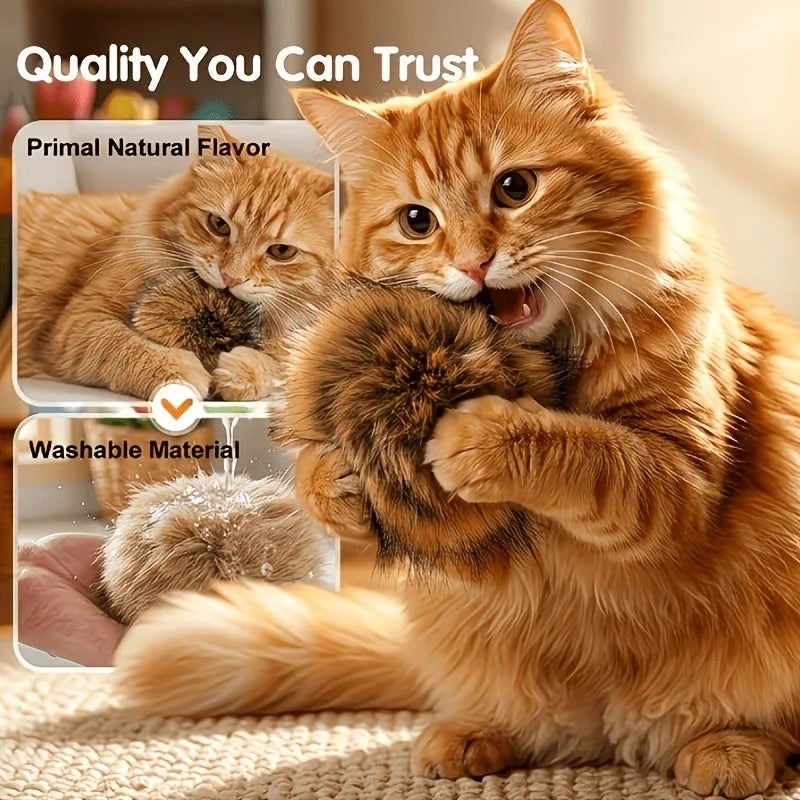 3PCS Imitation Rabbit Fur Ball Cat Toy, Indoor Cat Interactive Toy, Chasing Exercise, Washable Pet Toy - Image 2