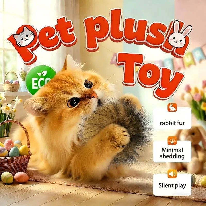 3PCS Imitation Rabbit Fur Ball Cat Toy, Indoor Cat Interactive Toy, Chasing Exercise, Washable Pet Toy - Image 3