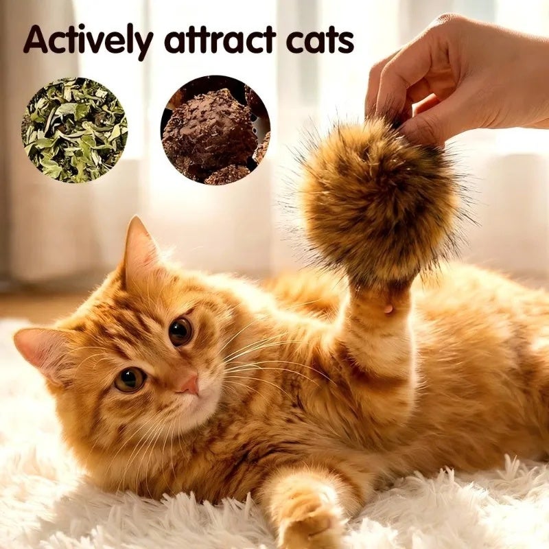 3PCS Imitation Rabbit Fur Ball Cat Toy, Indoor Cat Interactive Toy, Chasing Exercise, Washable Pet Toy - Image 4