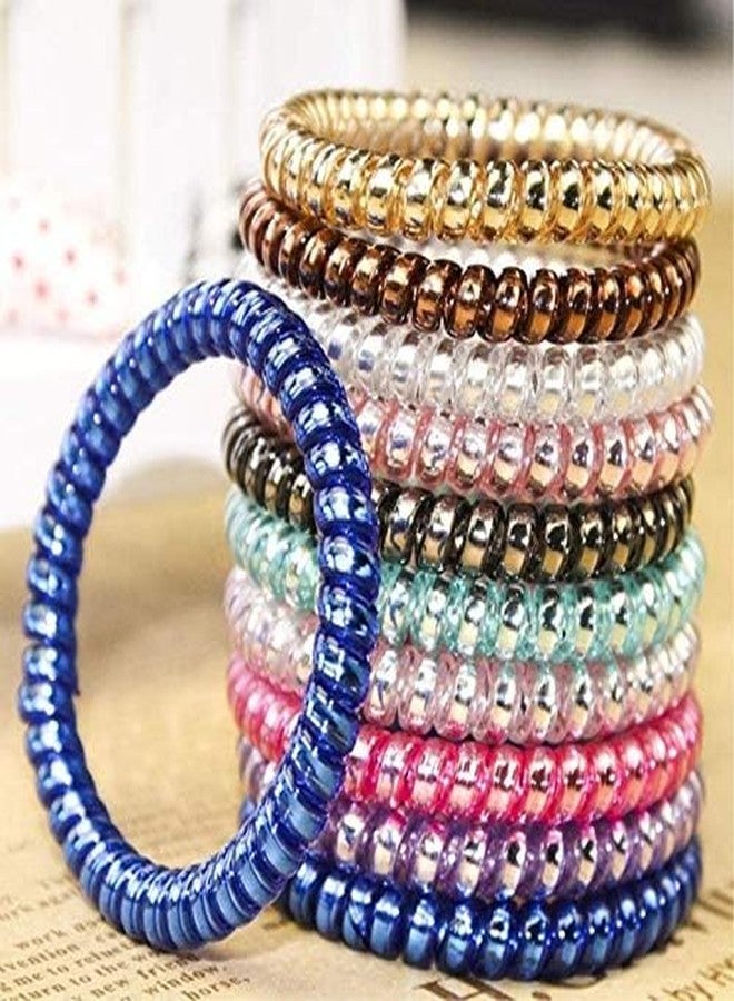 Minta Colorful Telephone Wire Cord Hair Band Ties Band Rope Bobbles Women Girls Headwear Hair Accessories Mixed Color Perfect Quality Multicolor 18 PCS - Image 1