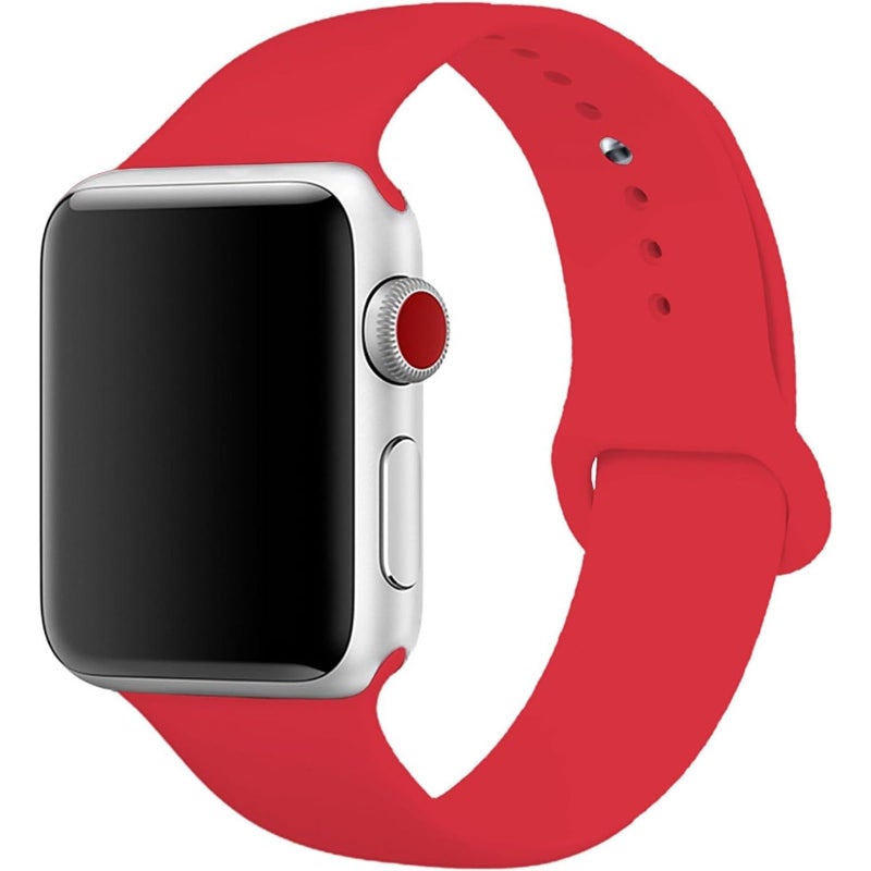 HALAMODO Soft Silicone Sport Band for Apple Watch, 3-Pack Wrist Strap Replacement for iWatch Series 1-4 (42mm/44mm) – Red - Image 1