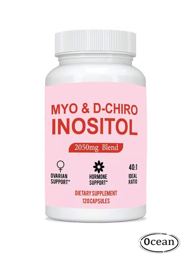 Ocean Myo & D-Chiro Inositol 2050mg Blend, Fertility and Pcos Support, Hormone Balance, 40:1 Ratio, Dietary Supplement 120 Capsules  - Image 1