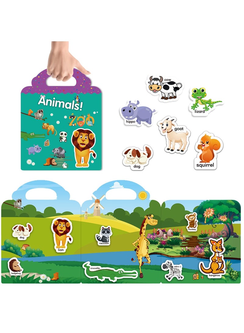 general Reusable Activity Sticker Learning Toys for Kids, Early Education Book Puzzle (Animals) - Image 2