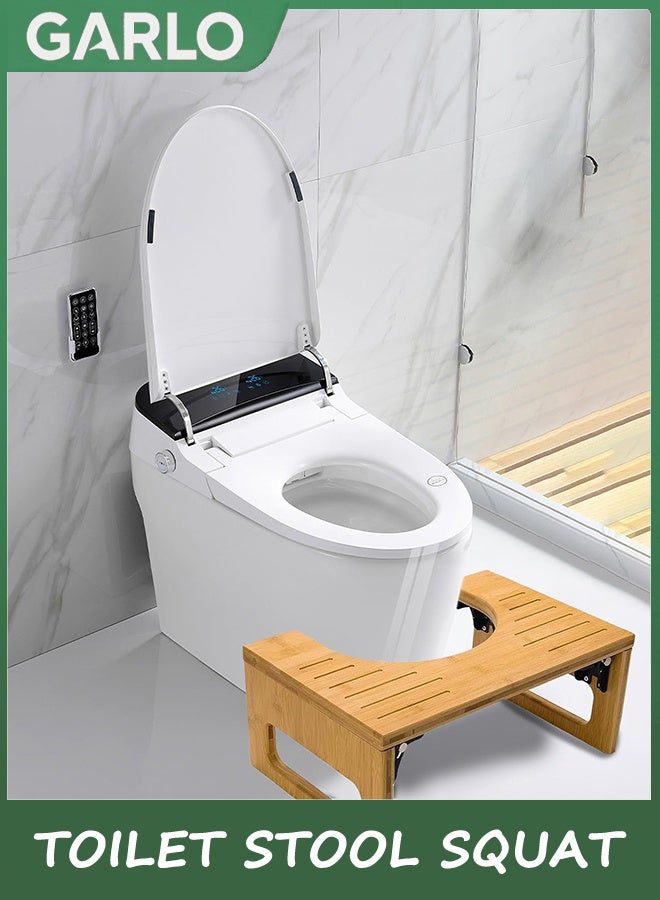 جارلو 18CM الخيزران مرحاض البراز كوات للبالغين ، مقعد البوب القابل للطي للحمام ، مقعد خطوة الوعاء مع شريط غير انزلاق ، تحسين وضعية الحمام والراحة ، اللون الطبيعي - Image 4