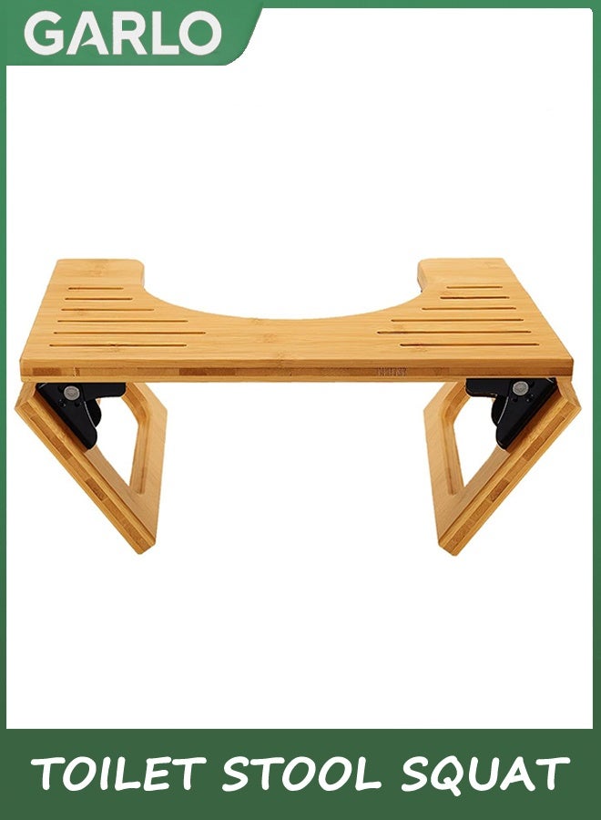 جارلو 18CM الخيزران مرحاض البراز كوات للبالغين ، مقعد البوب القابل للطي للحمام ، مقعد خطوة الوعاء مع شريط غير انزلاق ، تحسين وضعية الحمام والراحة ، اللون الطبيعي - Image 1