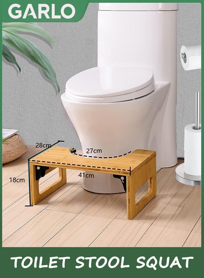 جارلو 18CM الخيزران مرحاض البراز كوات للبالغين ، مقعد البوب القابل للطي للحمام ، مقعد خطوة الوعاء مع شريط غير انزلاق ، تحسين وضعية الحمام والراحة ، اللون الطبيعي - Image 5
