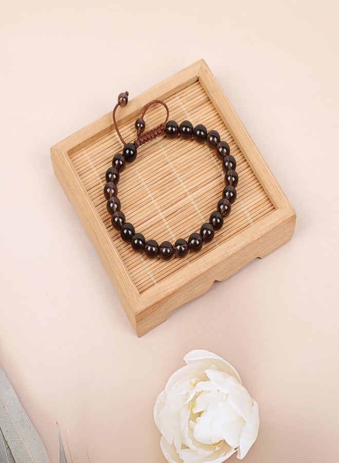 AD Beads Natural 8mm Gemstone Bracelets Healing Power Crystal Macrame Adjustable 7-9 Inch (Smoky Quartz) - Image 4