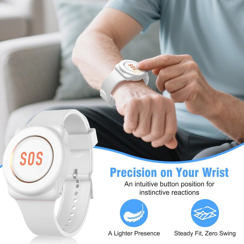 ChunHee Wireless Personal Alarm for Elderly- Caregiver Pager Emergency Call Bell Button Alarm System 150ft/45m with 1 Night Light Receiver & 1 Wrist Button - Image 3