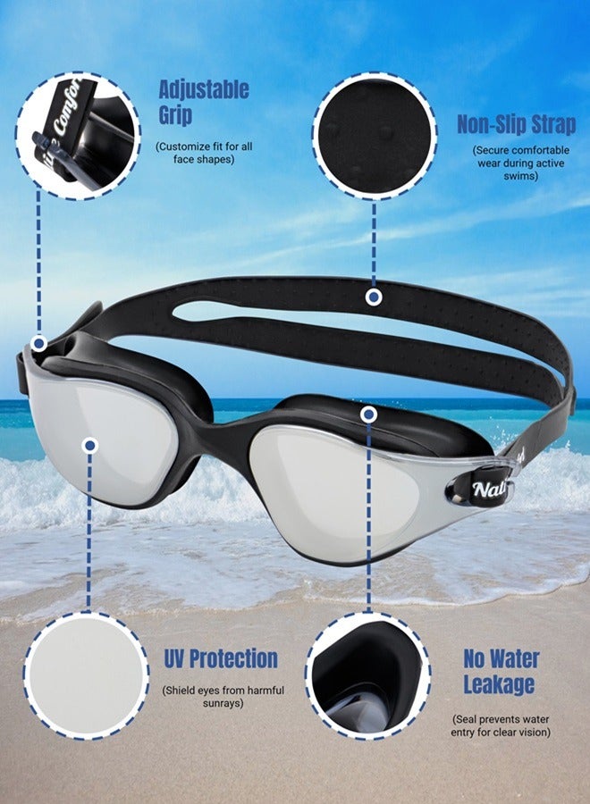 Energize Premium Swimming Goggles with Silicone Cap, Nose Plugs & Ear Plugs for Men, Women & Teenagers, - Clear Vision, 180° Panoramic View, Polarized, Anti-Fog, UV Protection, Leak-Proof Eyewear - Image 4